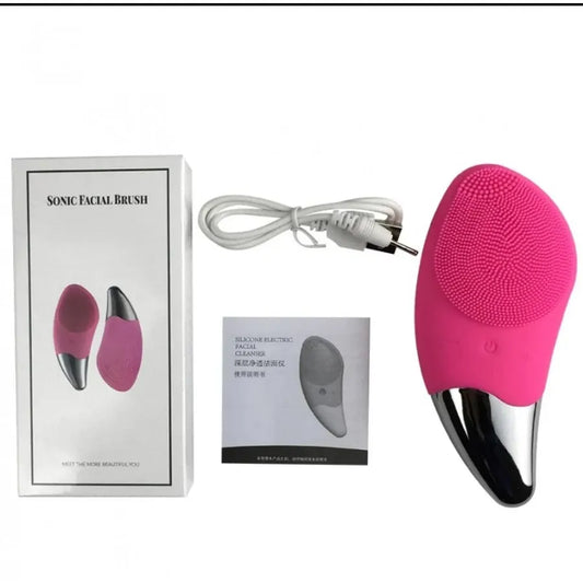 Elektromos szilikon arctisztító készülék, arcmasszírozó - Rózsaszín